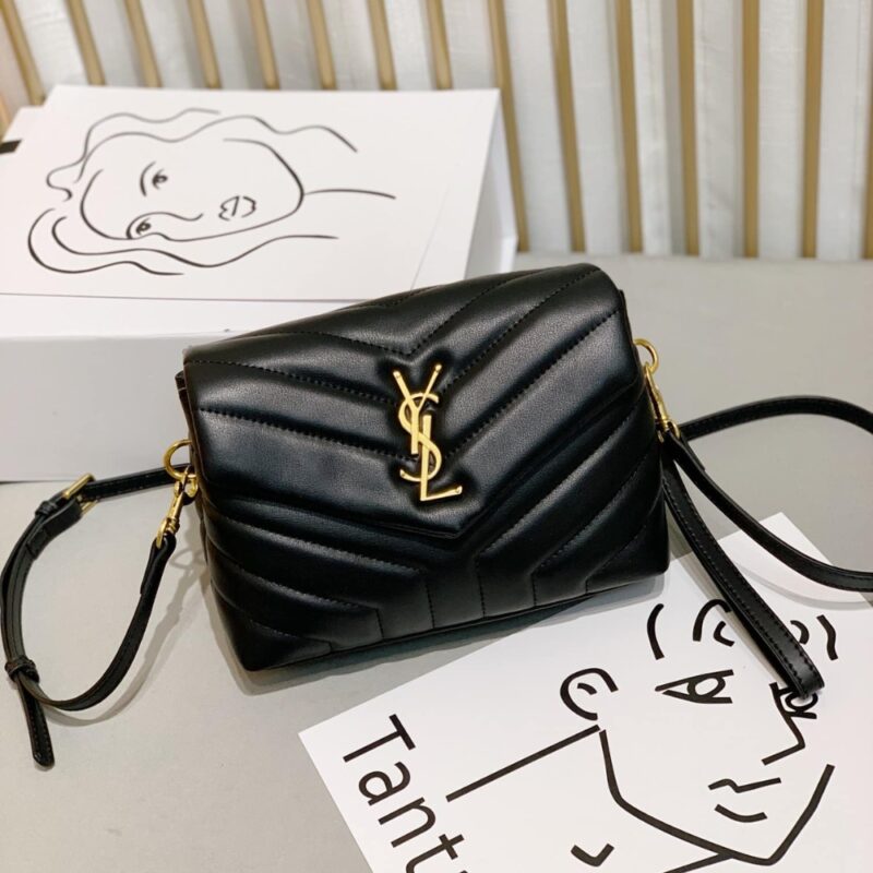 Alternative view of SAINT LAURENT LOULOU TOY STRAP BAG IN QUILTED LEATHER BLACK 20CM 678401DV7071000