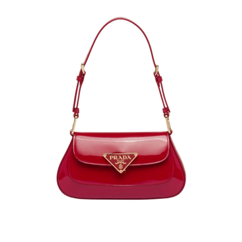 PRADA PATENT LEATHER SHOULDER BAG IN CHERRY RED 25CM 1BD355 069 F0E06 V HTO