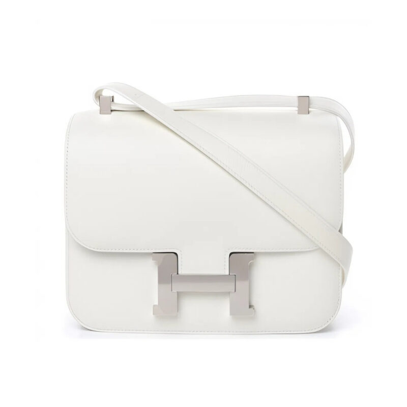 HERMES CONSTANCE SWIFT WHITE SILVER HARDWARE 18CM