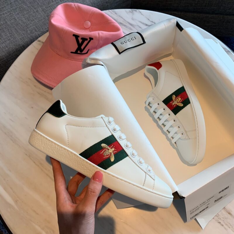 Alternative view of GUCCI ACE EMBROIDERED SNEAKER BEE WHITE 429446 02JP0 9064