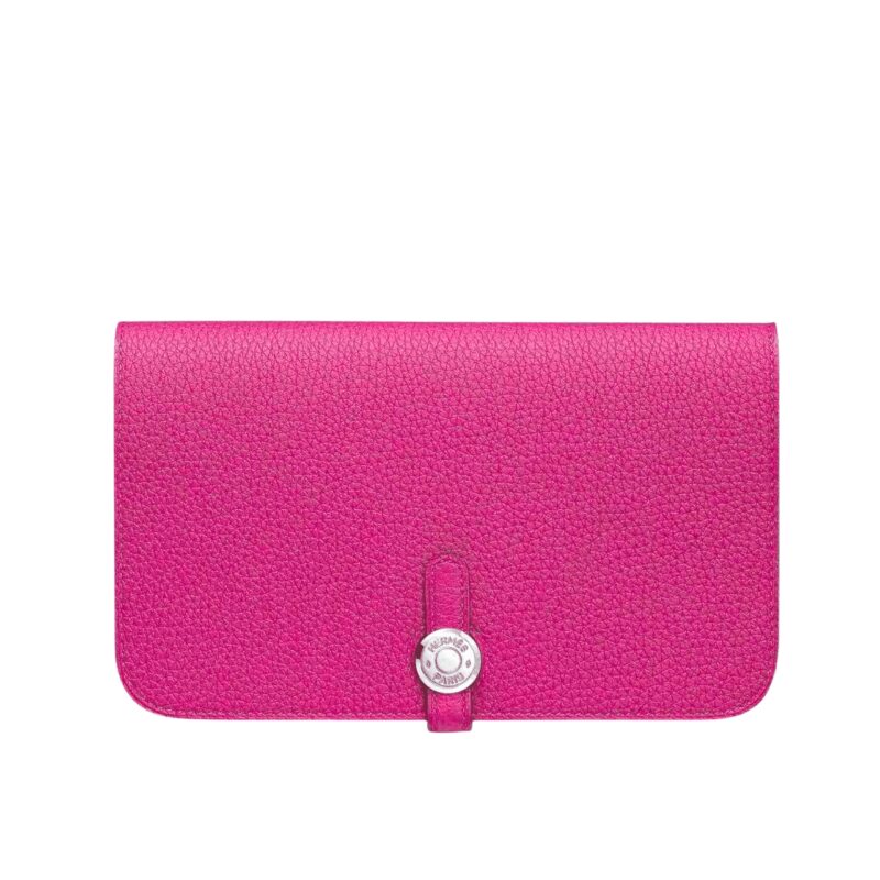 HERMES DOGON DUO LONG WALLET DARK PINK 20CM