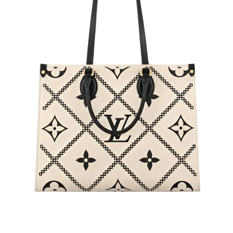 LOUIS VUITTON ONTHEGO MM MONOGRAM CREAM BLACK 35CM M46016