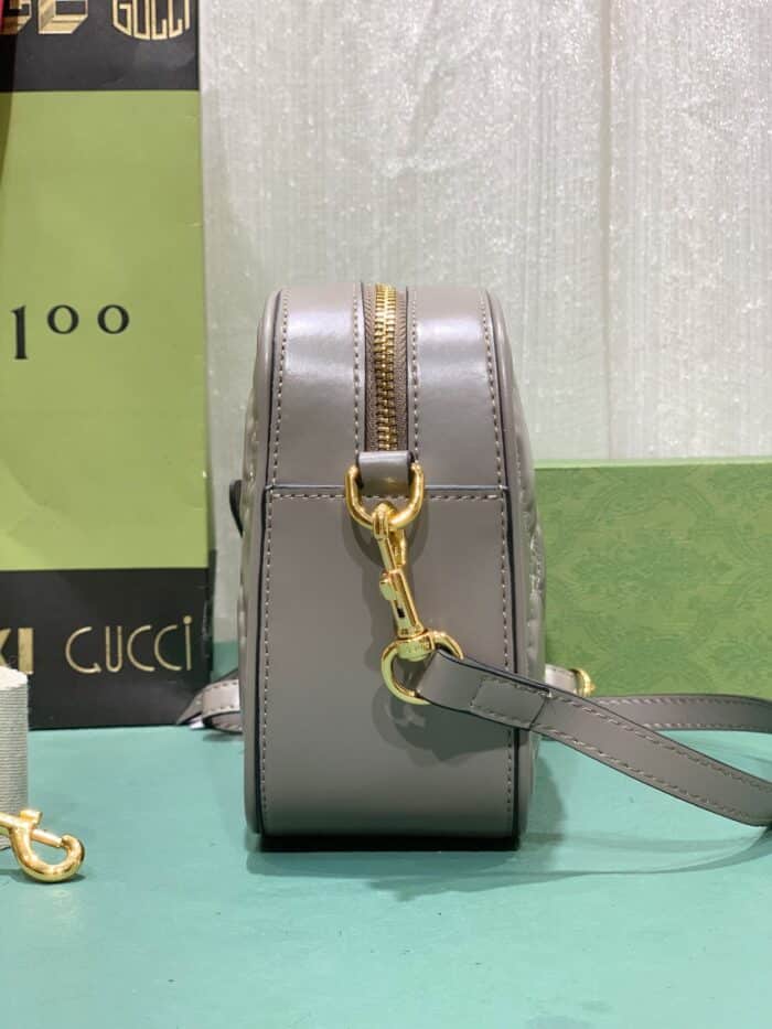GUCCI GG MATELASSE LEATHER SMALL BAG GREY 702234 UM8HG 1563