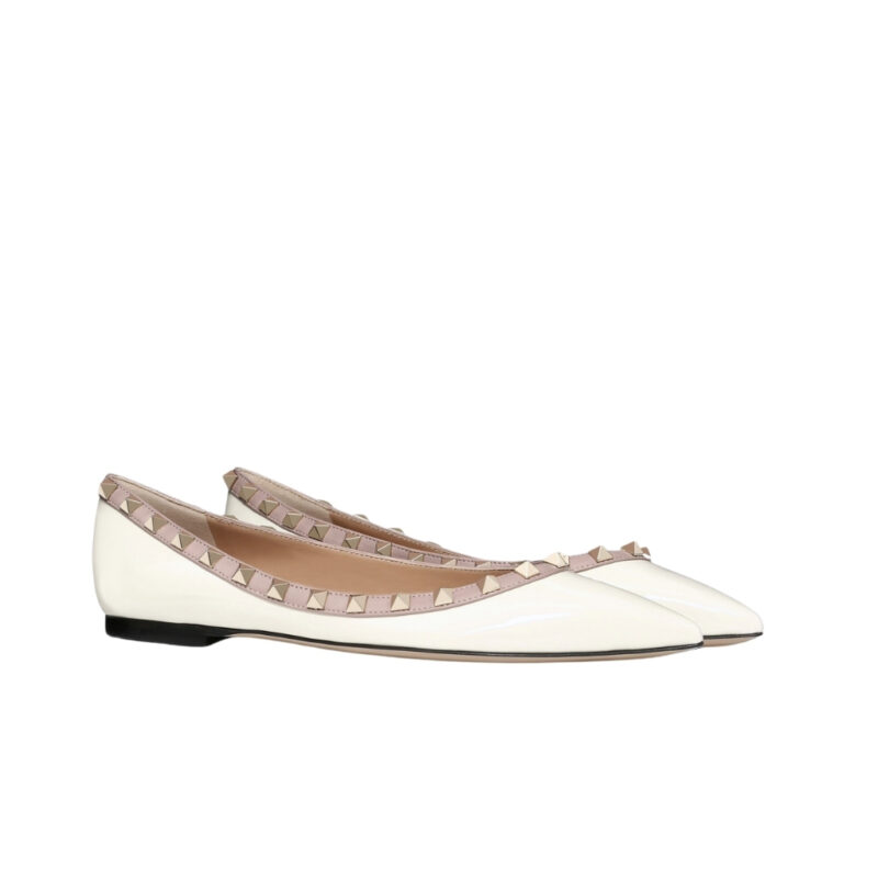 Valentino Patent Rockstud Ballet Flat White W2S0403VNW L62