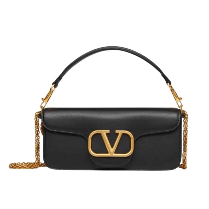 VALENTINO LOCÒ CALFSKIN SHOULDER BAG IN BLACK 1W2B0K30ZXL0NO