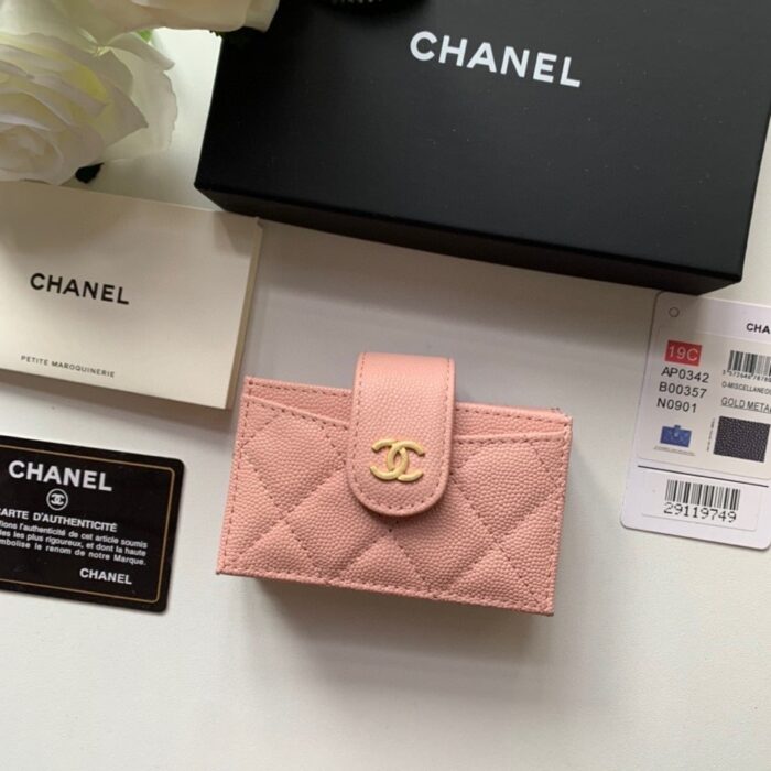 CHANEL CARD HOLDER LIGHT PINK 10.4CM