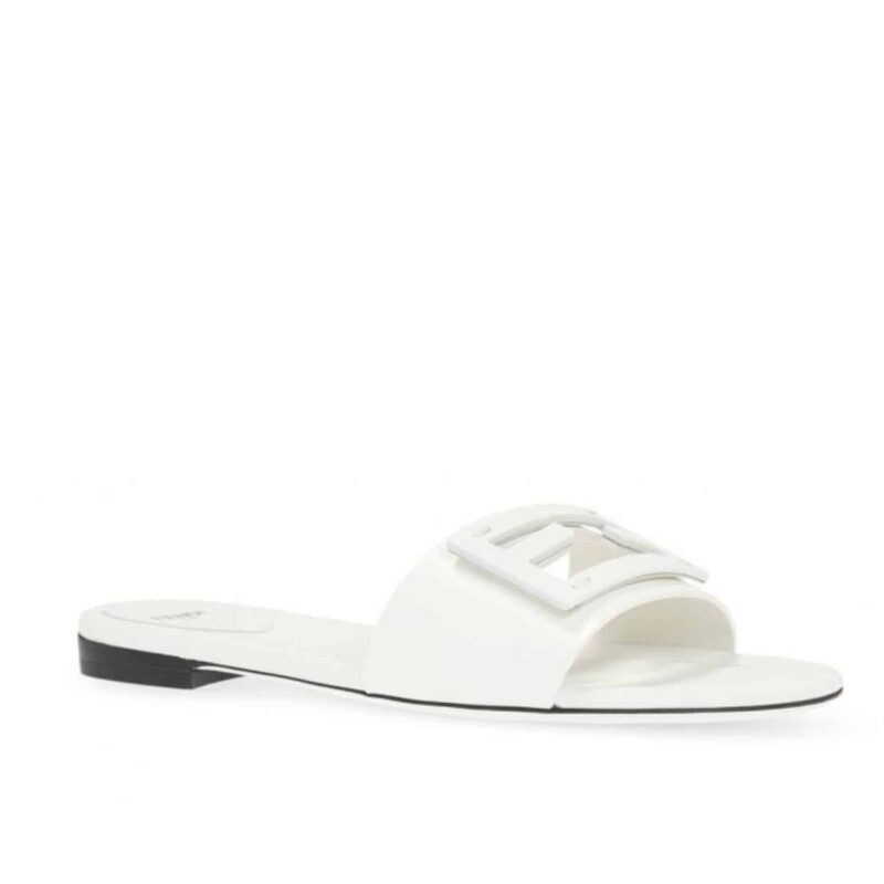 FENDI BAGUETTE LEATHER SLIDE WHITE 8R8136 AE7T F1C4S