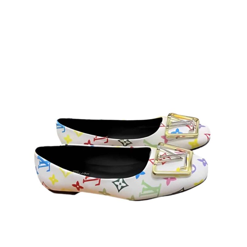 LOUIS VUITTON SIGNATURE LOGO LV MONOGRAM WHITE BALLERINA