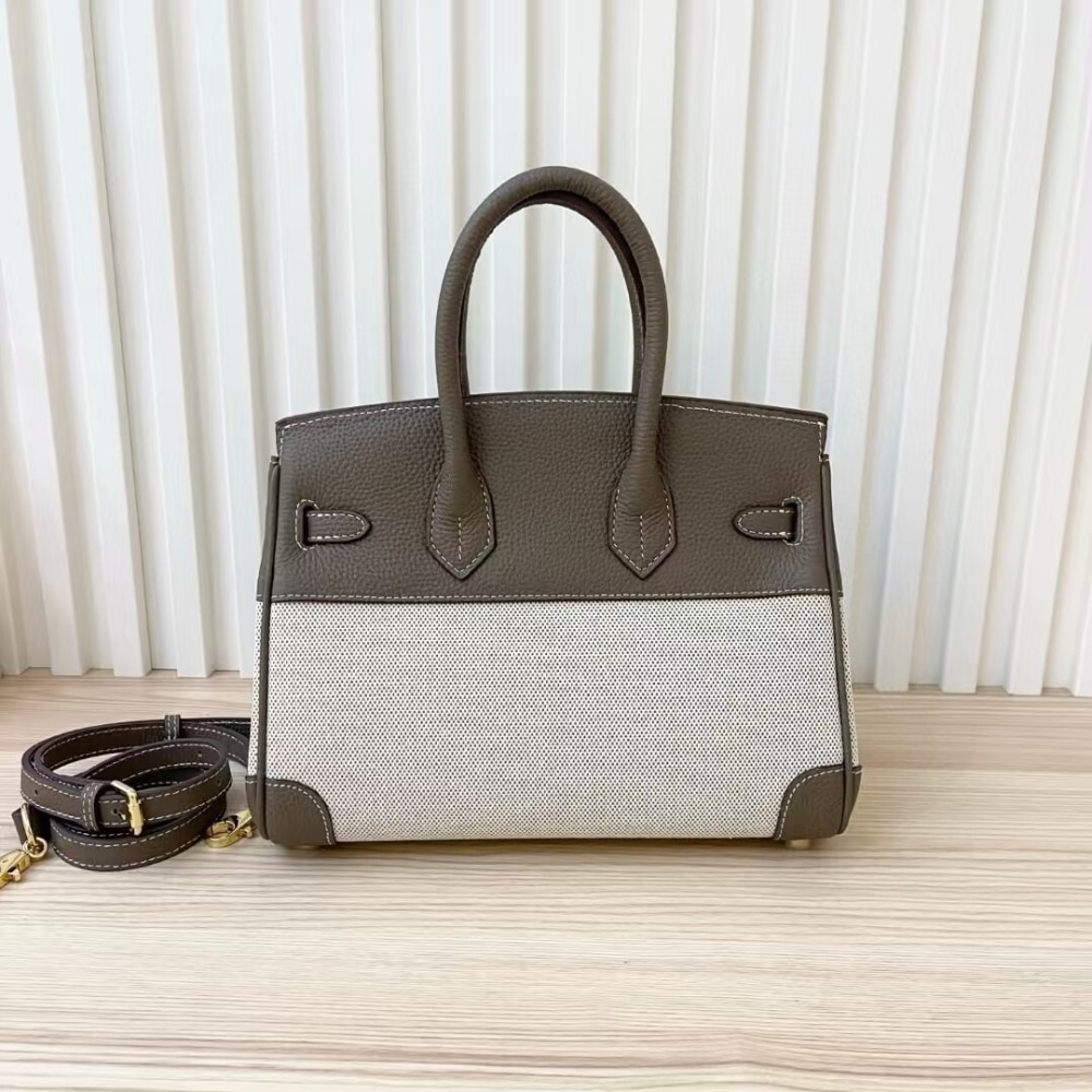 HERMES BIRKIN 25 BI-MATERIAL GOLD TONED HARDWARE GREY 25CM - Image 3