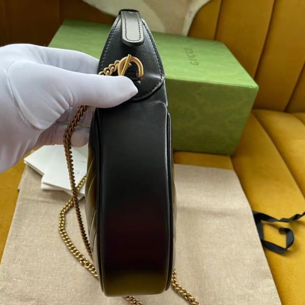 GUCCI GG MARMONT SMALL SHOULDER BAG BLACK 21CM 699514 DTDHT 1000 - Image 3
