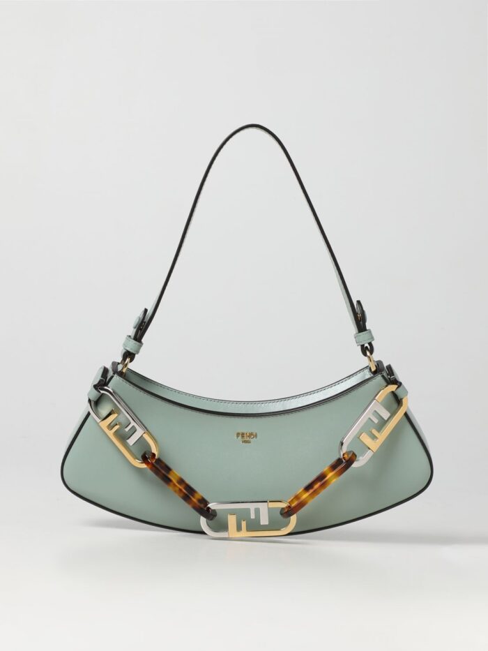 FENDI OLOCK SWING POUCH BAG BLUE 32CM