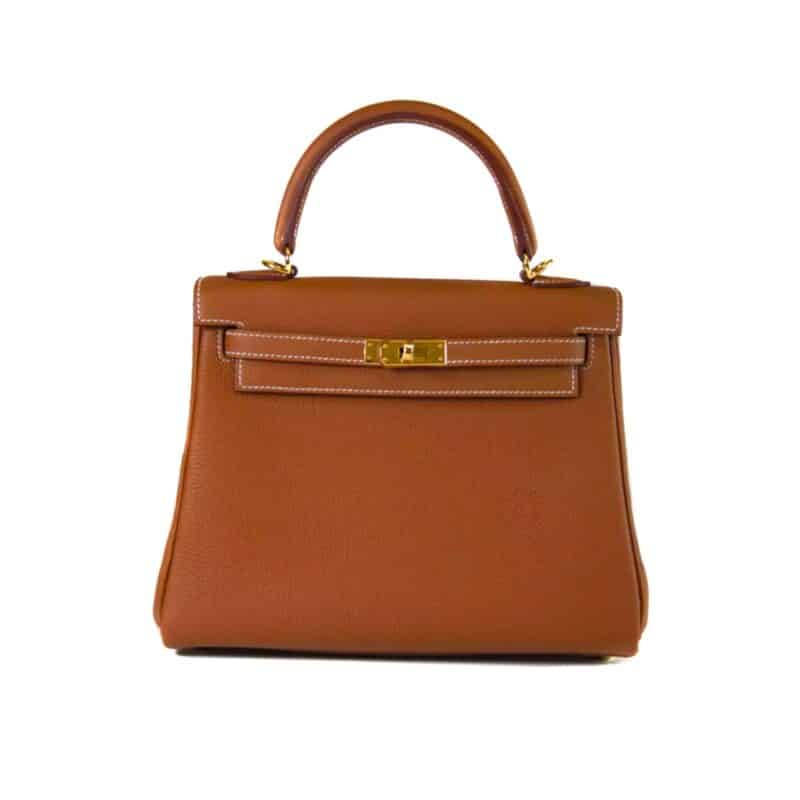 HERMES KELLY SELLIER ROUGE EPSOM GOLD HARDWARE BROWN 20CM