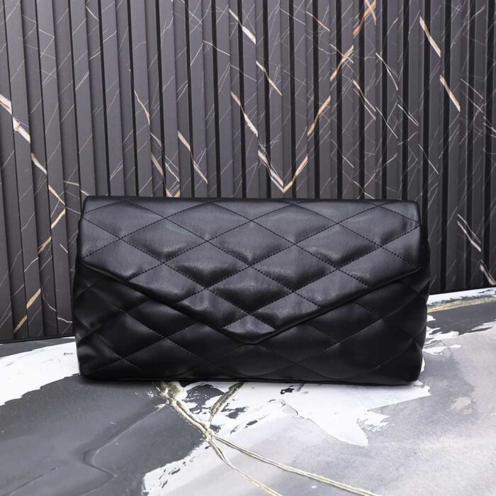 Alternative view of SAINT LAURENT SADE PUFFY LEATHER ENVELOPE CLUTCH BAG BLACK 6550041EL01