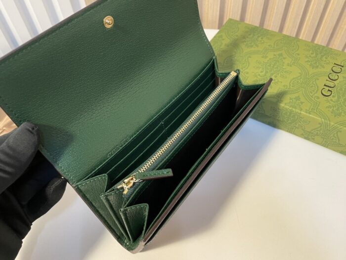 Alternative view of GUCCI LONG WALLET GREEN AND BEIGE 19CM