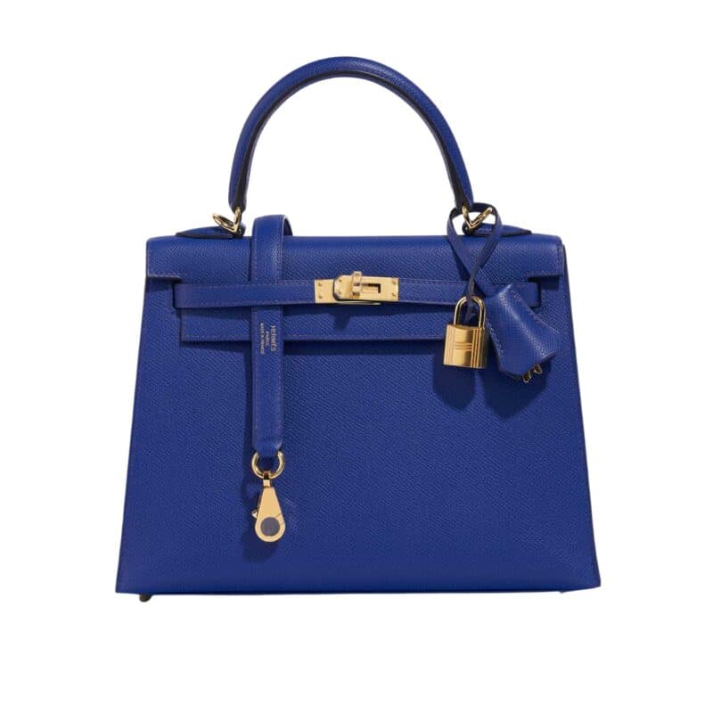 HERMES KELLY 25 EPSOM LEATHER GOLD HARDWARE BLUE ELECTRIC 25CM