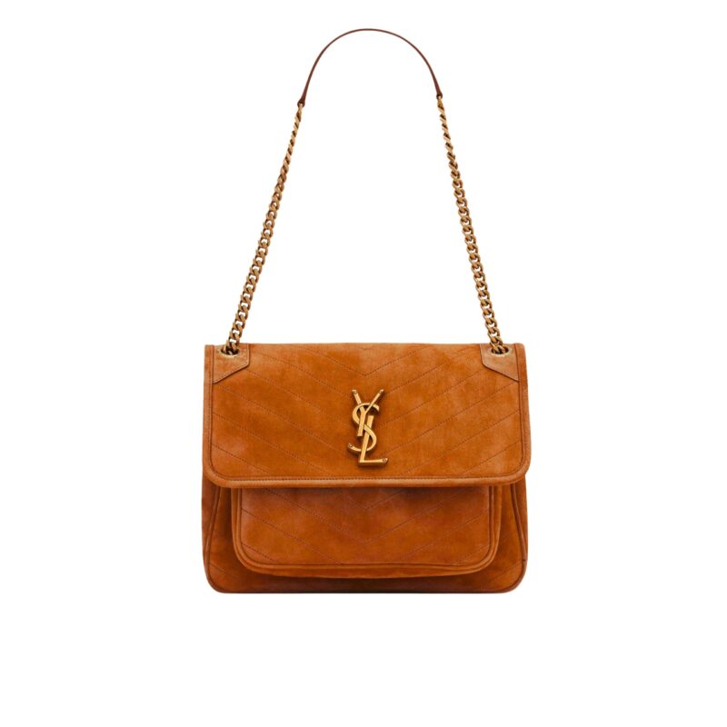 SAINT LAURENT NIKI BABY CHAIN BAG IN SUEDE BROWN 28CM 6237483