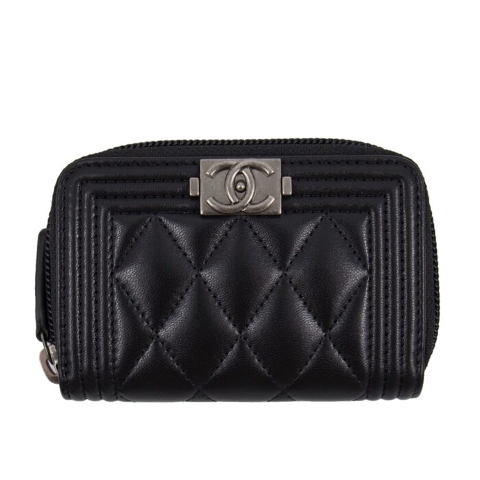 Alternative view of CHANEL BOY ZIPPED COIN BLACK SILVER PURSE A80602