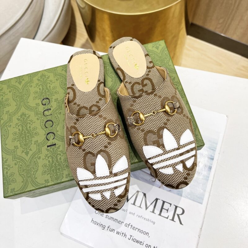 Alternative view of GUCCI X ADIDAS WOMEN'S TREFOIL SLIPPER GG CANVAS BEIGE