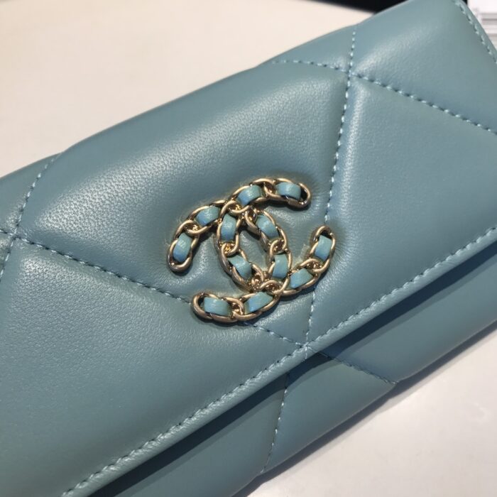 Alternative view of CHANEL 19 LONG FLAP WALLET PASTEL BLUE AP0955