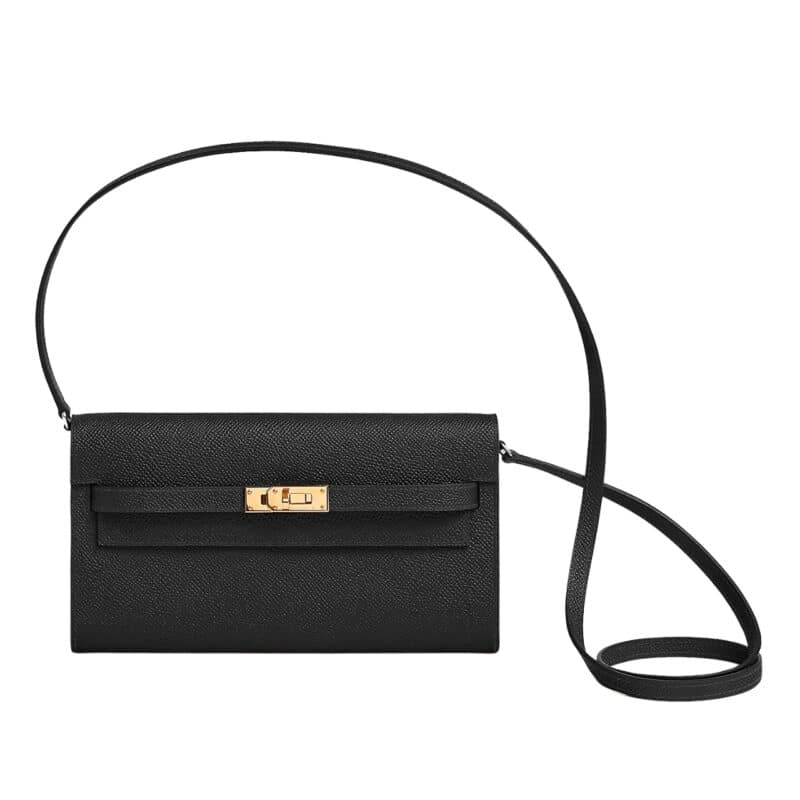 HERMES KELLY CLASSIQUE TO GO WALLET BLACK 19CM H080255CK89