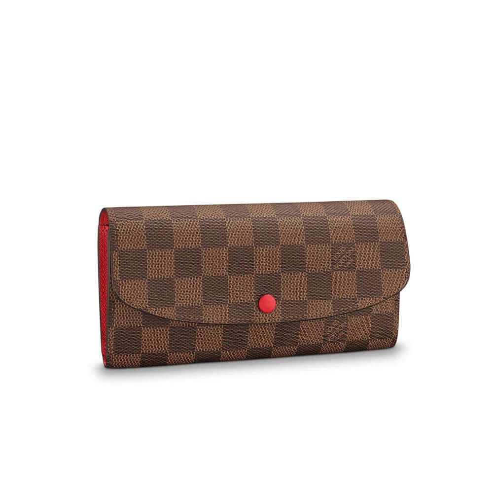 Louis Vuitton Damier Ebène Emilie Wallet Red