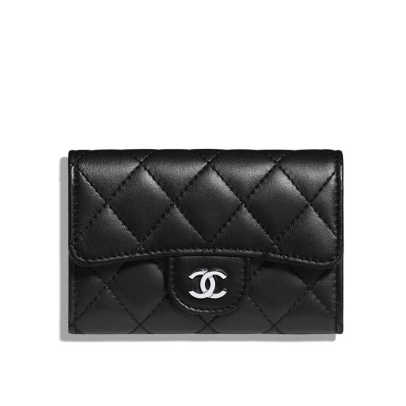 CHANEL CLASSIC CARD HOLDER QUILTED WITH SILVER HARDWARE BLACK 11CM AP0214 Y01480 C3906