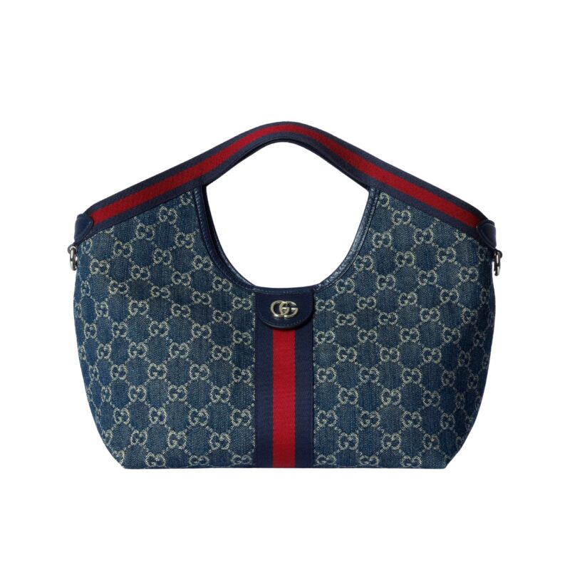 GUCCI GIGLIO SMALL TOTE BAG BLUE AND WHITE GG DENIM 25CM 860845 FAFRW 8864
