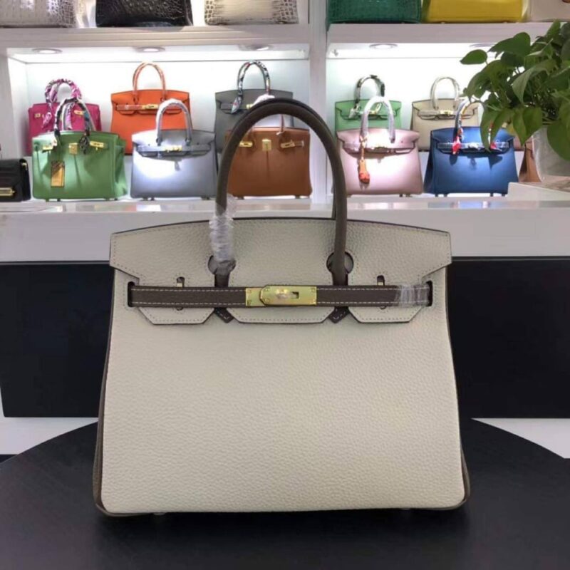 Alternative view of HERMES BIRKIN 25 TOGO BRUSHED LEATHER GOLD HARDWARE BEIGE GREY 30CM