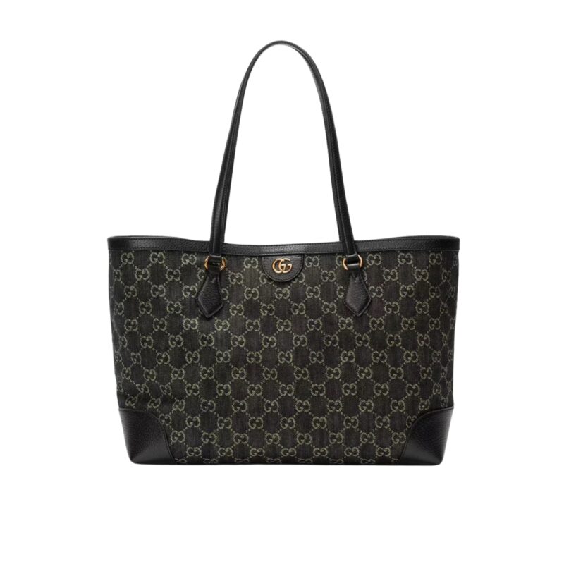 GUCCI OPHIDIA MEDIUM TOTE BAG IN GG DENIM BLACK 38CM 631685 UN3BG 1274