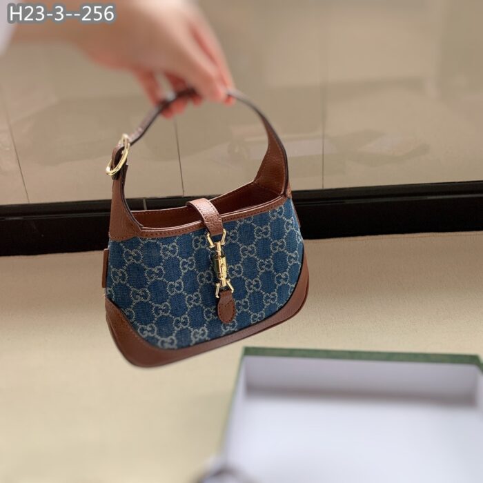 Alternative view of GUCCI JACKIE 1961 SHOULDER BAG DARK BLUE AND IVORY ECO 19CM 636706 2KQGG 8375