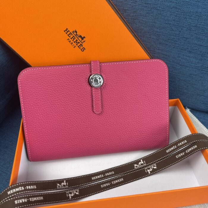 Alternative view of HERMES DOGON DUO LONG WALLET DARK PINK 20CM