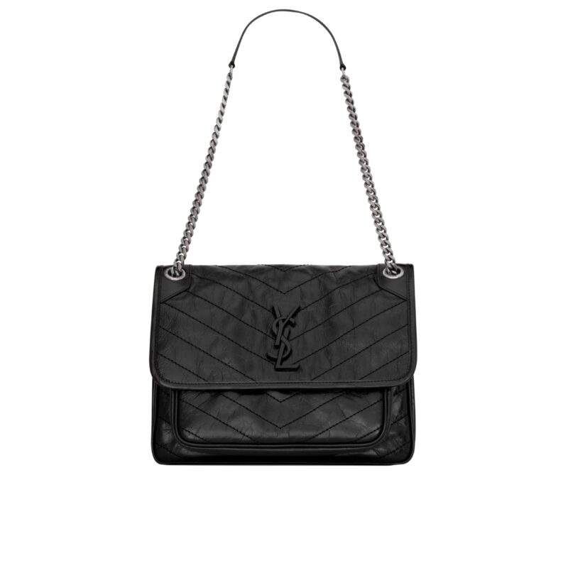 SAINT LAURENT NIKI MEDIUM IN VINTAGE LEATHER BLACK 28CM 6331580EN041000