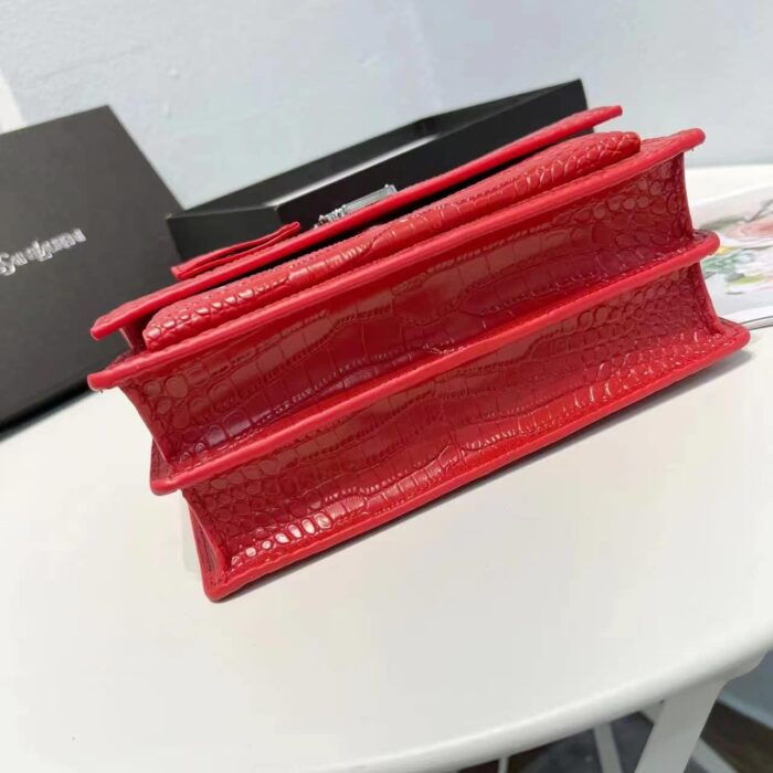 Alternative view of SAINT LAURENT SUNSET EMBOSSED LEATHER BAG RED