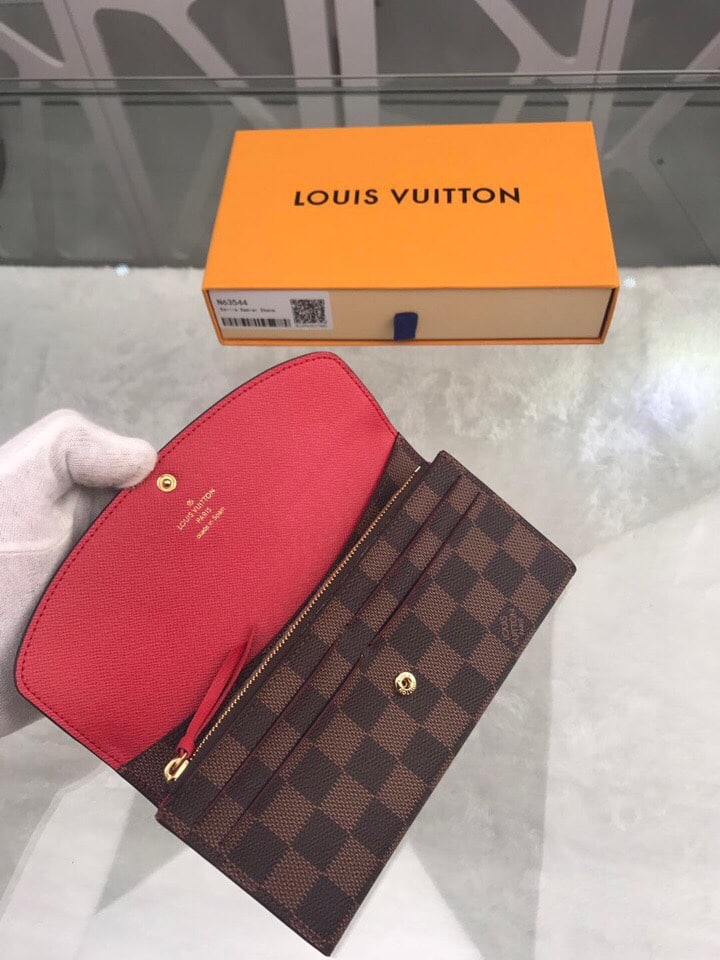 Louis Vuitton Damier Ebène Emilie Wallet Red - Image 6