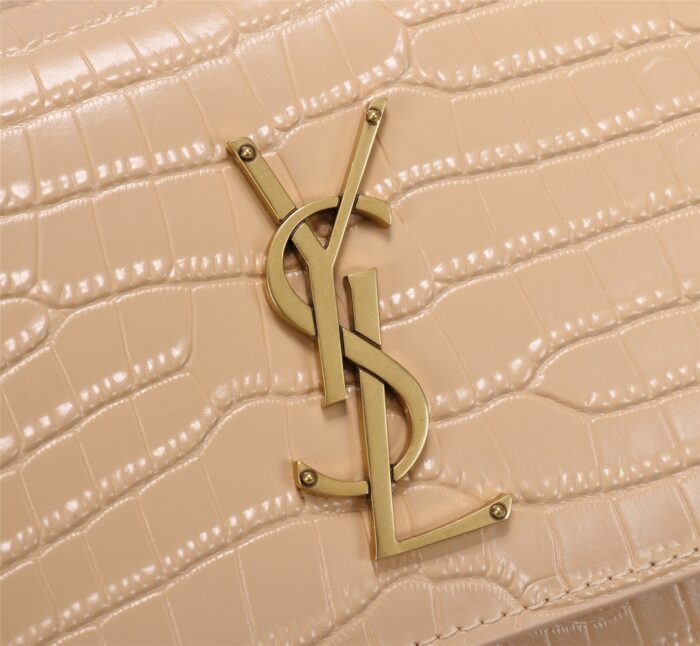 Alternative view of SAINT LAURENT SUNSET MEDIUM CHAIN BAG IN CROCODILE EMBOSSED SHINY APRICOT 22CM 442906DND0N9207