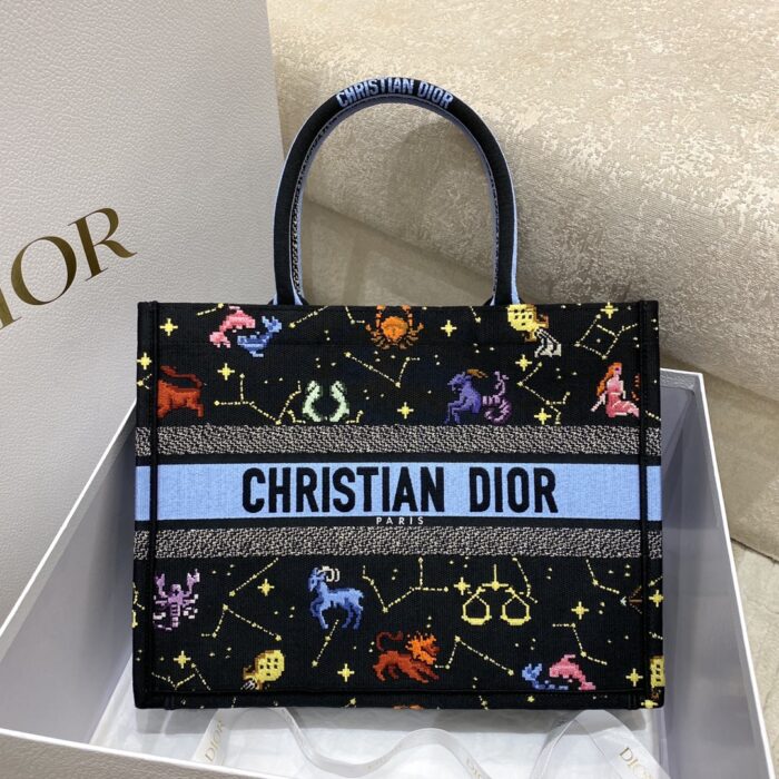 Alternative view of DIOR MEDIUM BOOK TOTE BLACK MULTICOLOR PIXEL ZODIAC EMBROIDERY 36CM M1296ZRTY_M911