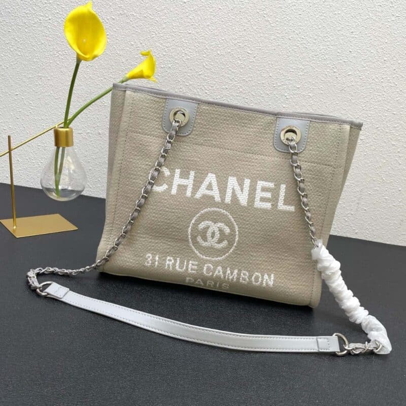 Alternative view of CHANEL DEAUVILLE SHOPPING CANVAS TOTE BAG 33CM A67001