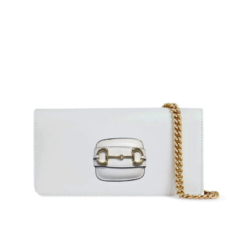 GUCCI HORSEBIT 1955 WALLET WITH CHAIN WHITE 20CM 621892 0YK0G 9022