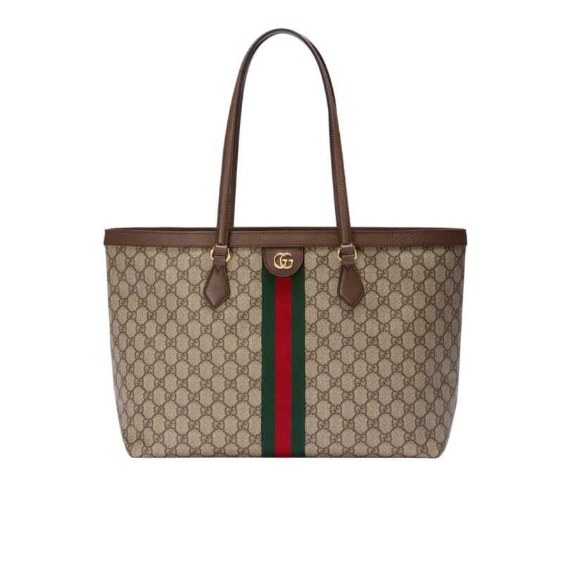GUCCI OPHIDIA LARGE TOTE BAG BEIGE AND DARK BROWN GG SUPREME 38CM 631685 96IWB 8745