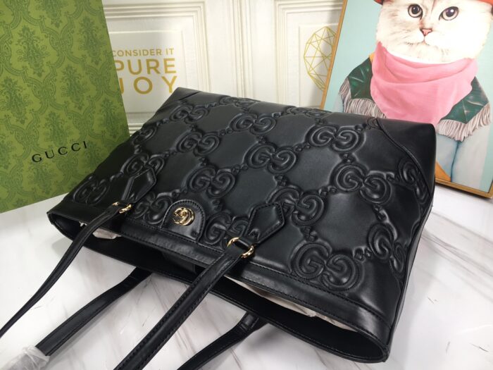 Alternative view of GUCCI GG MATELASSÉ LEATHER MEDIUM TOTE BAG BLACK 631685 UM8IG 1000