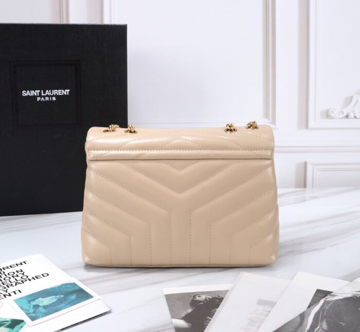 Alternative view of SAINT LAURENT LOULOU SMALL CHAIN BAG IN MATELASSÉ Y DARK BEIGE GOLD 23CM 494699DV7272721