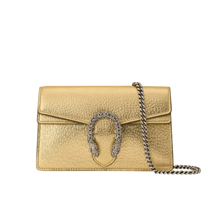 GUCCI WOMEN'S DIONYSUS MINI BAG GOLD LAME 16CM 476432 1TRBN 8089
