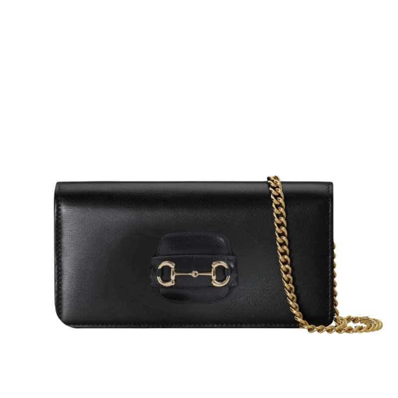 GUCCI HORSEBIT 1955 WALLET WITH CHAIN BLACK 20CM 621892 0YK0G 1000
