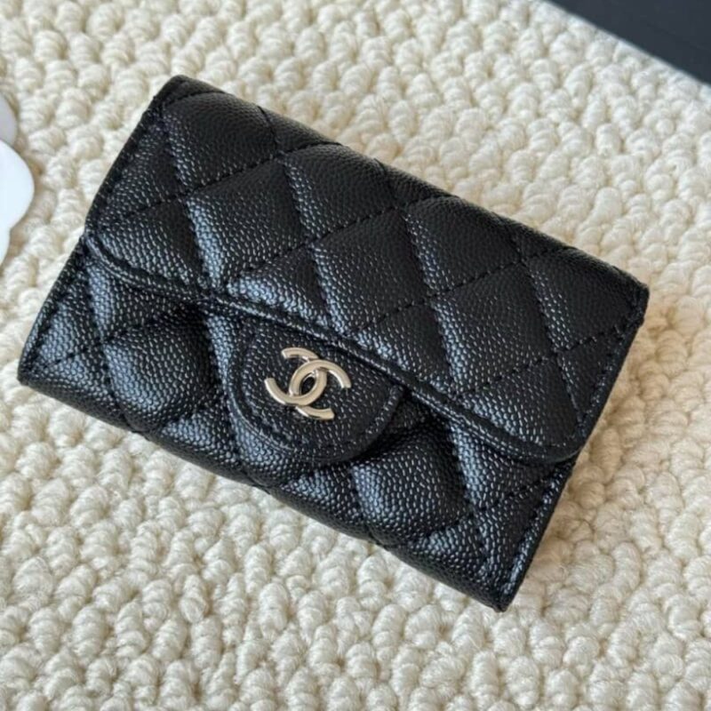 Alternative view of CHANEL CLASSIC CARD HOLDER GRAIN LEATHER BLACK WITH SILVER HARDWARE 11CM AP0214 Y01588 C3906