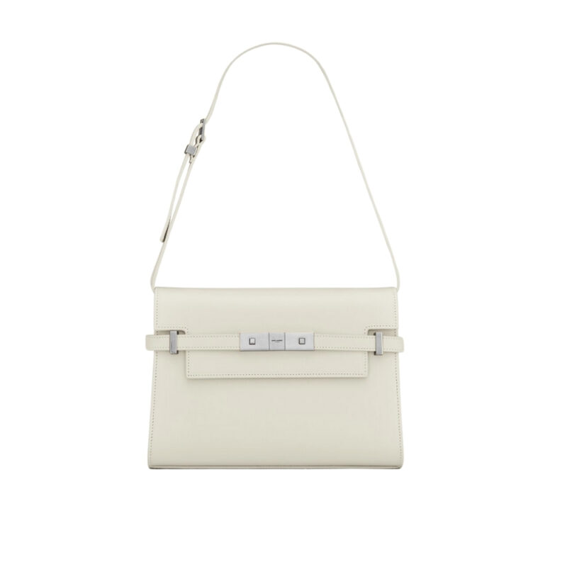 SAINT LAURENT MANHATTAN SMALL IN BOX WHITE SILVER 25CM