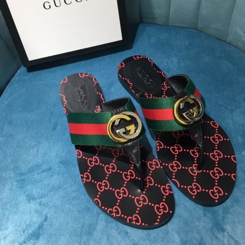 Alternative view of GUCCI GG THONG WEB SANDAL BLACK 612138 H9020 8476