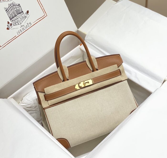 Alternative view of HERMES BIRKIN 25 BI-MATERIAL GOLD TONED HARDWARE BROWN 25CM