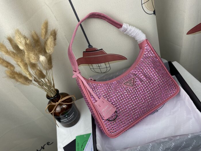 Alternative view of PRADA SATIN CRYSTAL MINI RE-EDITION 2000 PINK 1BC5152AWLF0E18VOOO