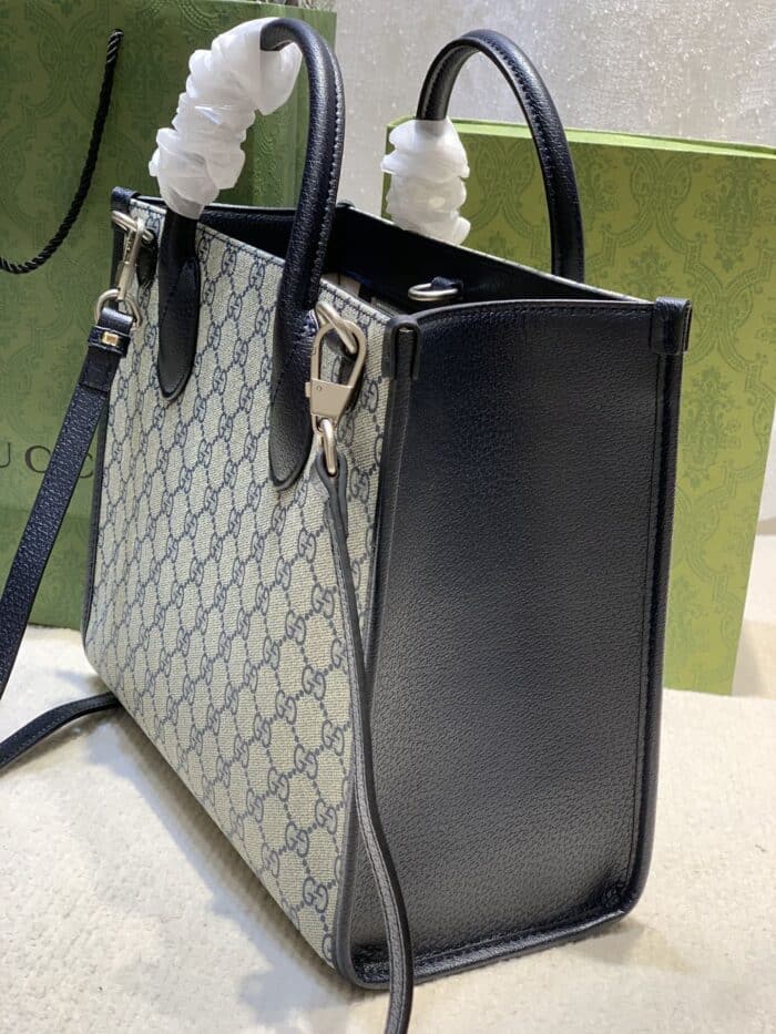 Alternative view of GUCCI TOTE BAG WITH INTERLOCKING G BEIGE AND BLUE 31CM 659983 K9GSN 4075