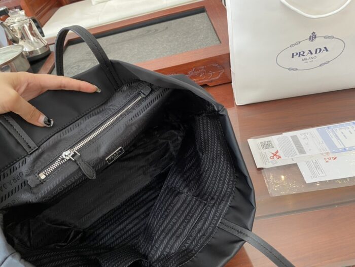 Alternative view of PRADA RE-NYLON AND SAFFIANO LEATHER TOTE BAG BLACK 1BG107RV44F0002VYOX